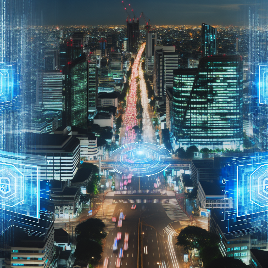 A digital montage showing a futuristic city with a